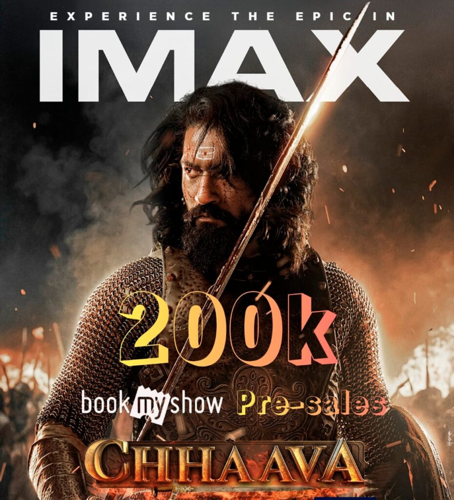 Chhaava movie poster showing text imax, 200k