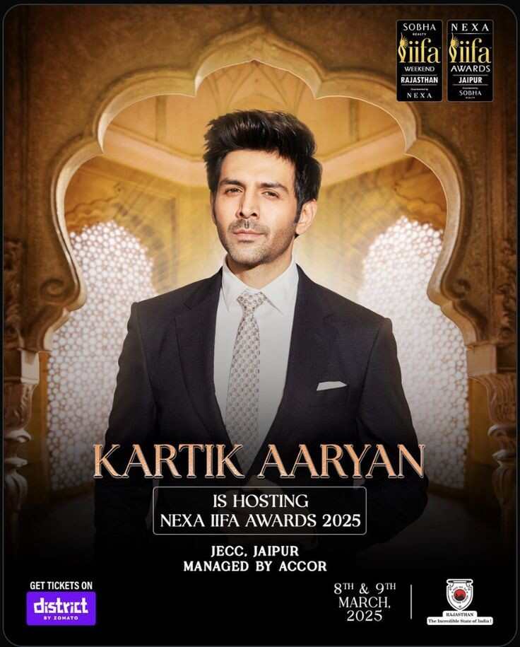Image of Kartik Aryan showing he will host the iifa awards 2025
